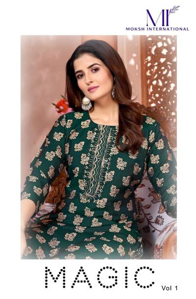 MOKSH MAGIC VOL-01 8492 TO 8494 DESIGNER SILK TOP AND PENT WHOLESALER IN INDIA